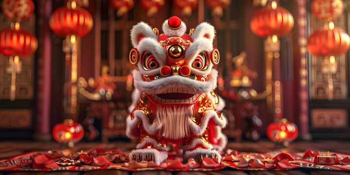 舞獅的AI圖片