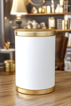 金色邊框白色圓柱形產(chǎn)品模型