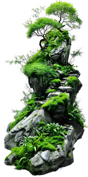 [免摳素材]綠色的苔蘚和巖石景觀