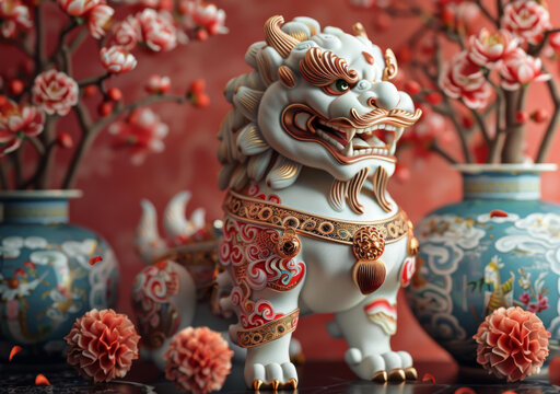 陶瓷獅子擺件
