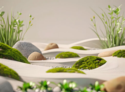 極簡禪意花園綠苔石景