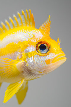 近距離拍攝的黃色魚