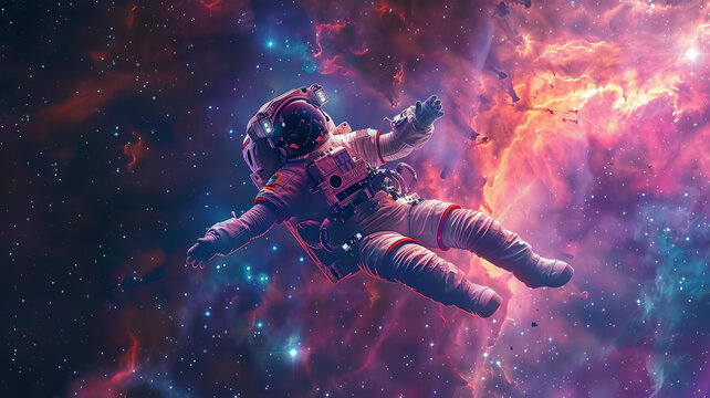 宇航員在浩瀚的太空中飄浮