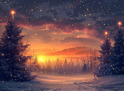 雪地圣誕樹
