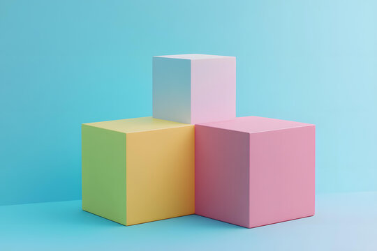 抽象簡約彩色立方體3D