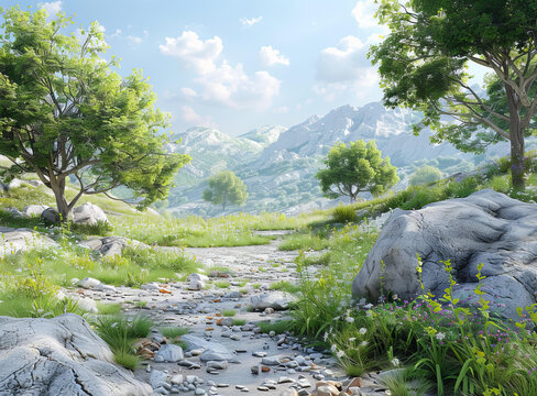 山間溪流風(fēng)景