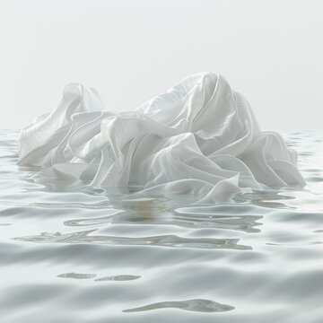 白色織物漂浮在水面上