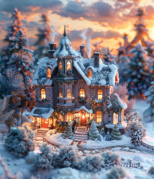 雪景圣誕小屋