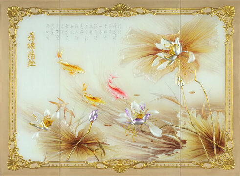 歐式簡(jiǎn)約荷花背景墻