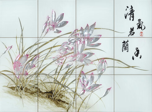 簡(jiǎn)約蘭花背景墻裝飾畫