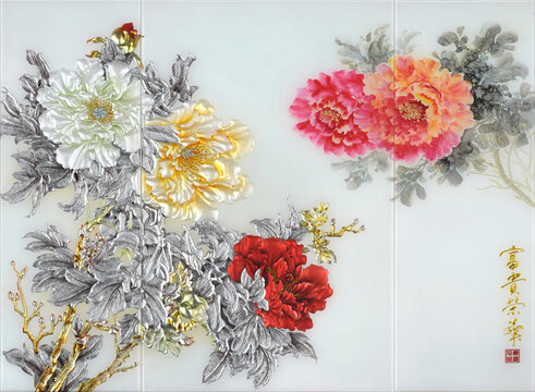 背景墻裝飾畫(huà)花開(kāi)寶貴