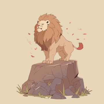 威風獅子插畫