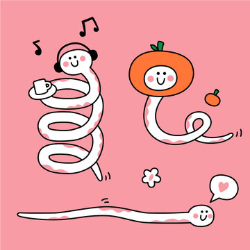 可愛蛇年插畫