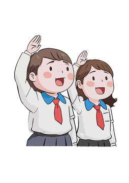 手繪國(guó)慶少先隊(duì)員敬禮