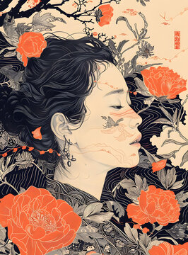 花叢中的女人