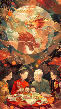 春節(jié)龍騰祥瑞闔家團圓