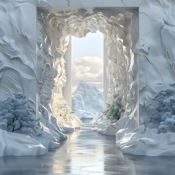 冰川雪山上的拱門