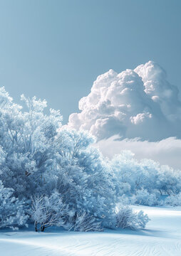 白雪皚皚的樹(shù)木和蔚藍(lán)天空
