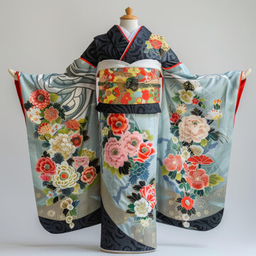 一件帶花卉圖案的和服