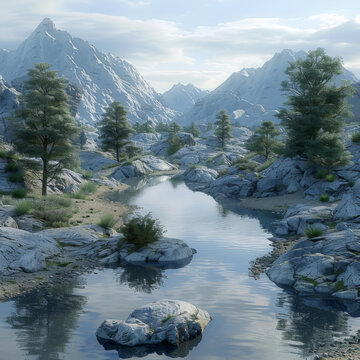 山川樹木與河流
