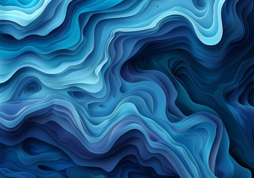 3D 藍色波浪線抽象背景