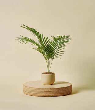 木質(zhì)平臺(tái)上的綠植盆栽