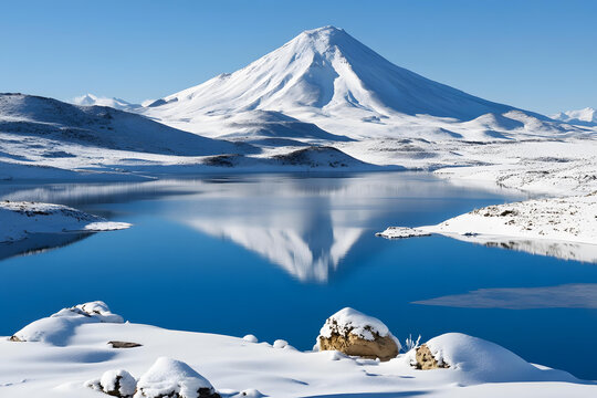 雪山倒映藍(lán)湖