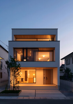 現(xiàn)代簡(jiǎn)約白色兩層住宅建筑