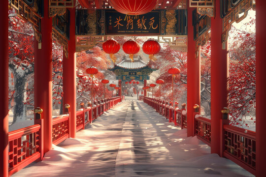 雪花飄飄的中國(guó)園林