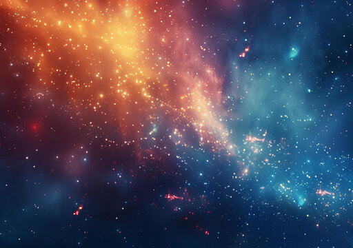燦爛的星光與色彩斑斕的星云構(gòu)成的奇妙太空背景