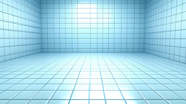 藍色瓷磚房間中央的光線