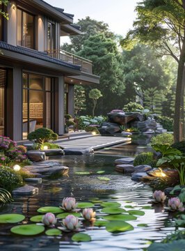 在水一方的庭院住宅
