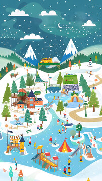 冬季雪景游樂場