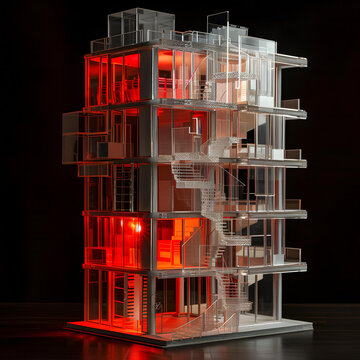 玻璃材質(zhì)現(xiàn)代建筑模型燈光效果