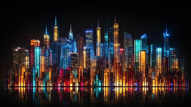 玻璃與燈光構(gòu)成的現(xiàn)代都市夜景