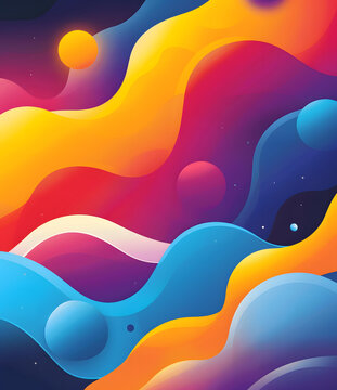 抽象空間背景彩色波浪形星球