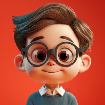 戴眼鏡的卡通男孩