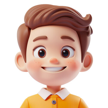 [免摳素材]微笑卡通男孩3D