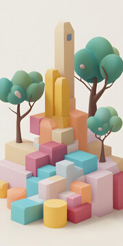 彩色幾何圖形3D渲染背景