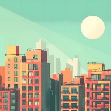城市景觀，陽光和建筑
