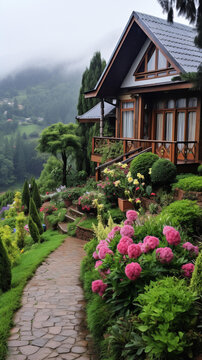山中風(fēng)景如畫的花園洋房