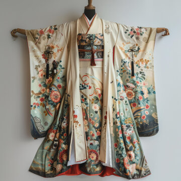 一件帶花卉圖案的和服