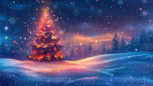 雪地里的圣誕樹