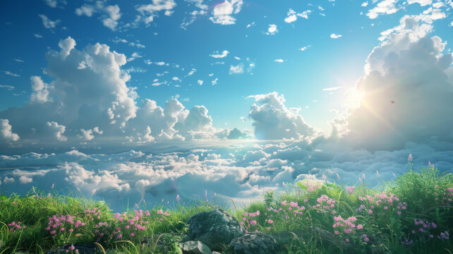天空 云彩 山 丘陵