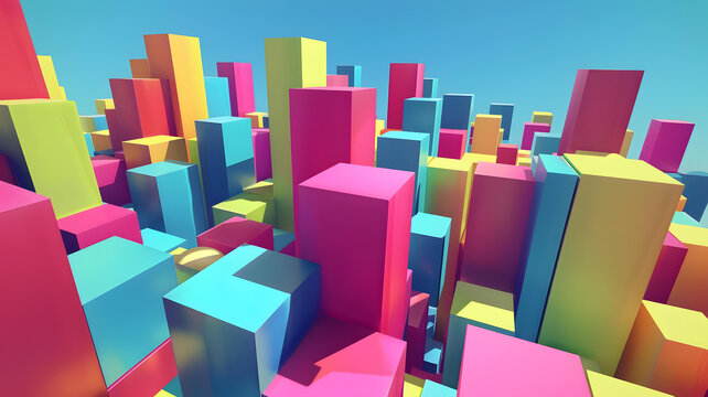 多彩3D幾何圖形抽象背景