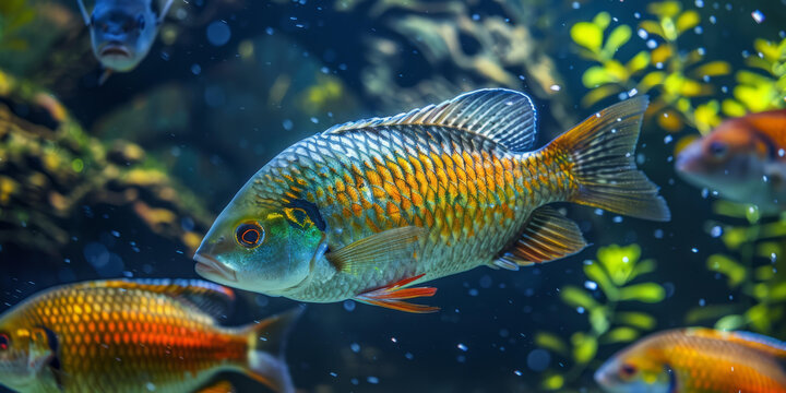 五彩魚缸的AI圖片