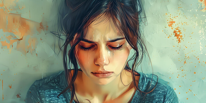 一個(gè)哭泣的年輕女子的肖像
