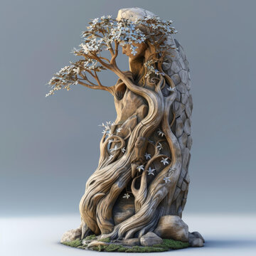 樹木雕塑與人臉
