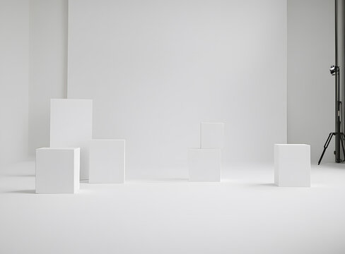 簡約白色立方體產(chǎn)品工作室背景