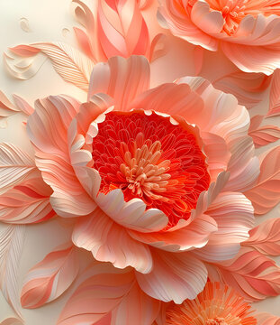 紙藝花卉3D抽象藝術(shù)作品